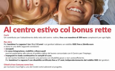 Sostegno alle famiglie per la frequenza di centri estivi! Scadenza il 30 Giugno!