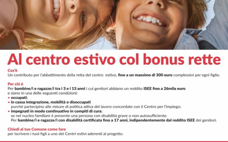 Sostegno alle famiglie per la frequenza di centri estivi! Scadenza il 30 Giugno!