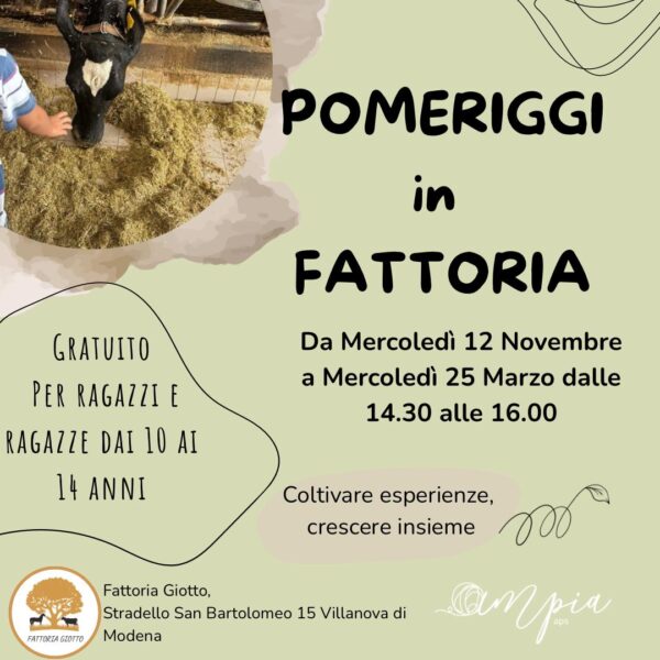 Pomeriggi inclusivi in Fattoria Giotto!!    Da Novembre a Marzo