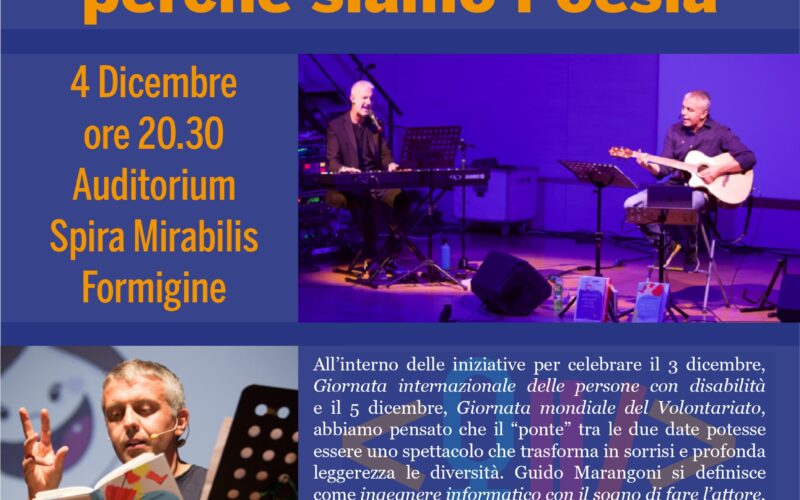 Siamo fatti di-versi perché siamo Poesia, 4 Dicembre, ore 20.30. Auditorium Spira Mirabilis Formigine
